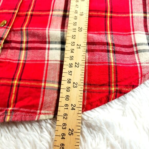 Rhapsody Western Snap Button Long Sleeve Button Down Shirt Red Plaid. Size M/M.. - Picture 11 of 12